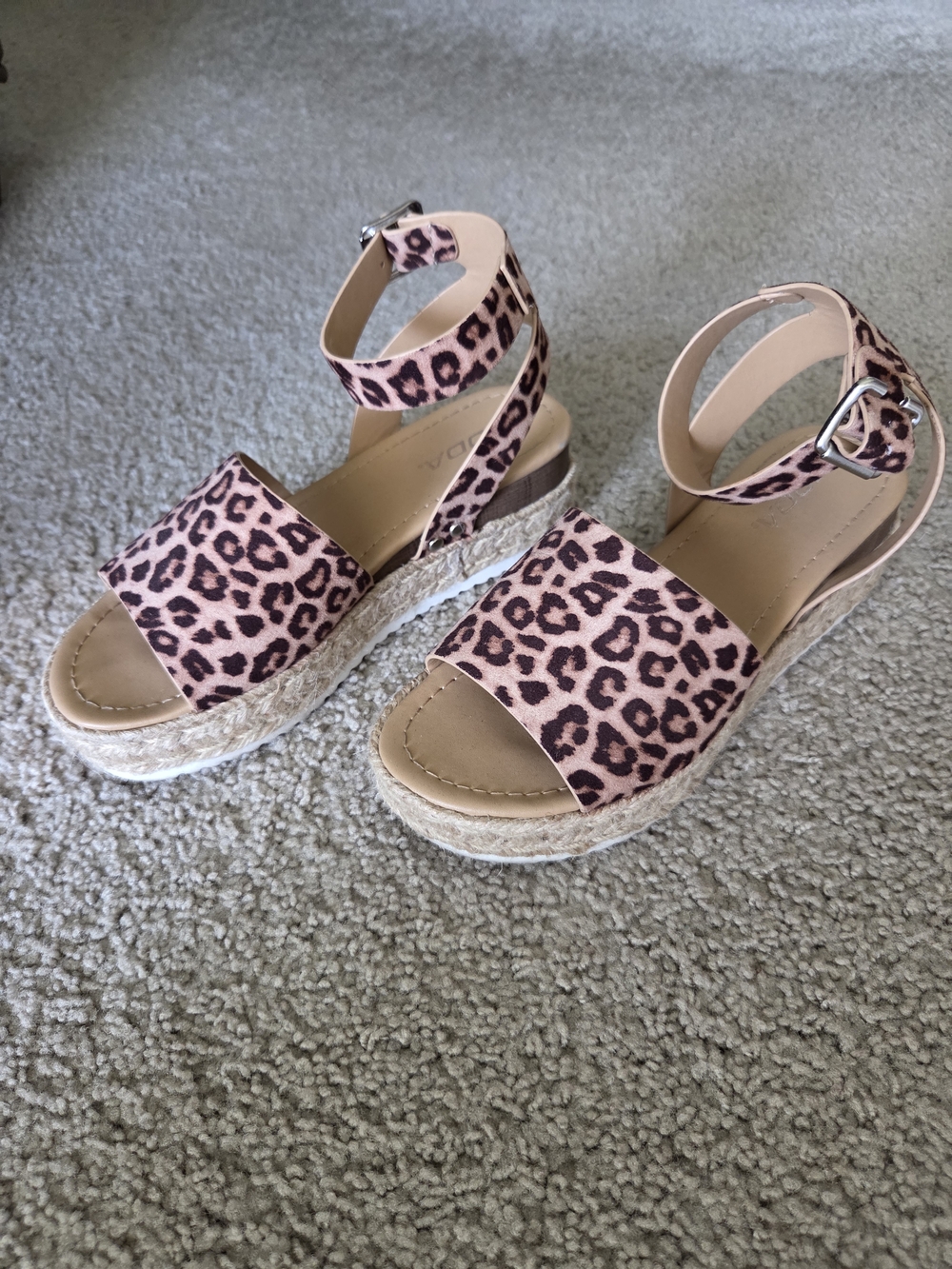 Women’s Tan Leopard Print Platform Espadrille Sandals